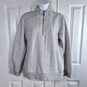 Orvis gray cable knit quarter zip sweater women's small